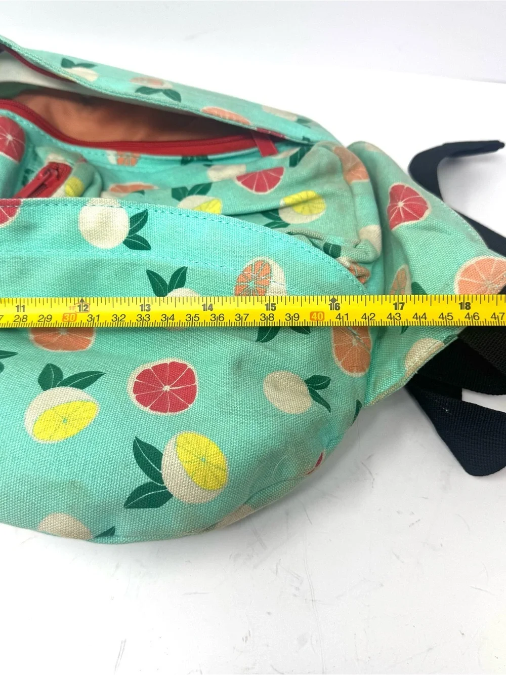 Kavu Original Rope Sling Bag Citrus Grove Fruit Print Turquoise Multi Color